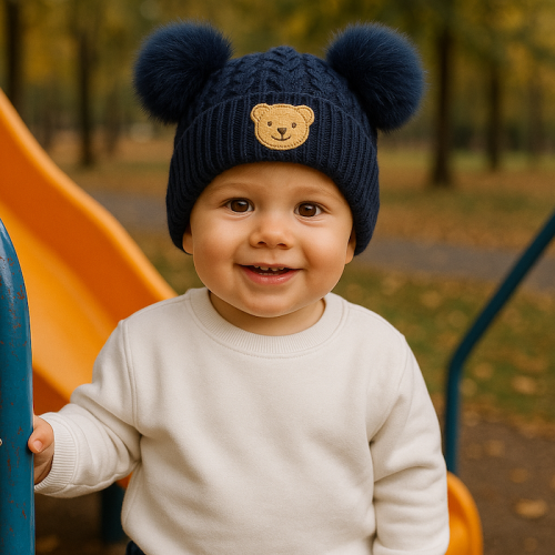 Βρεφικό Σκουφάκι Μάλλινο Dark blue bear_ 85537